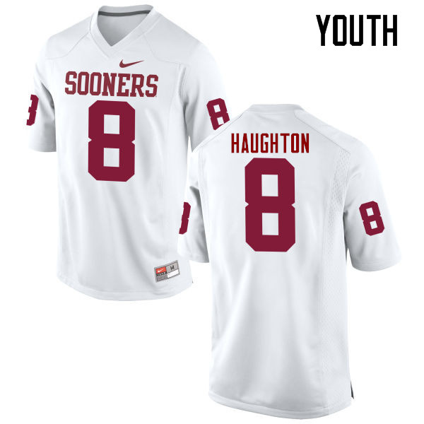 Youth Oklahoma Sooners #8 Kahlil Haughton College Football Jerseys Game-White
